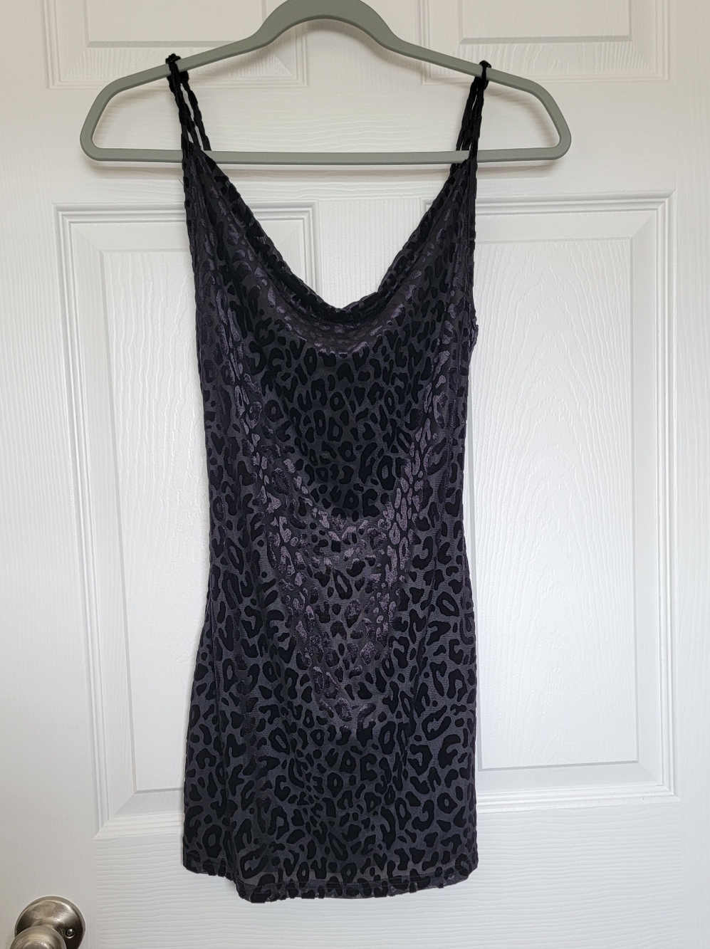 SHEIN Black Leopard Devore Cowl Neck Mini Dress Size XS